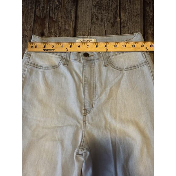 Vibrant MIU Flared Light Blue Denim Flare Bell Bottom Jeans Womens Size 9 / W28 - Picture 4 of 9